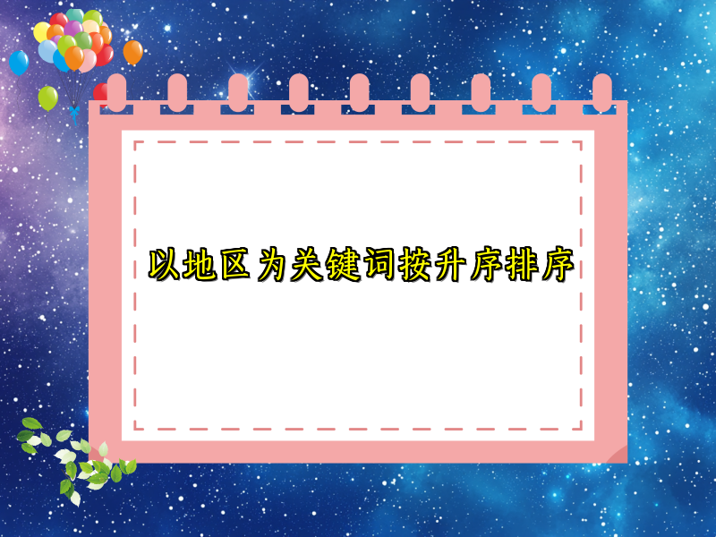 以地区为关键词按升序排序